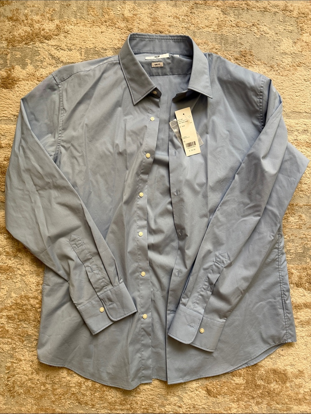 Uniqlo Light Blue Men's Classic Dress Shirt - Slim Fit - Size XL